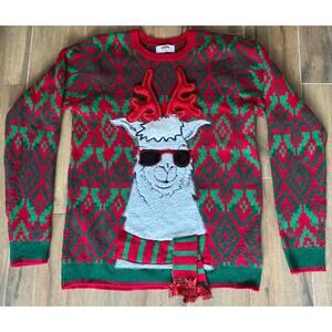Holiday Time Christmas Sweater Llama Medium